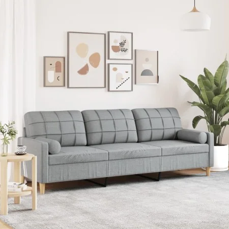 Sofá de 3 plazas con cojines tela gris claro 210 cm by , Sofas - Ref: Foro24-3278201, Price: 295,08 €, Discount: %