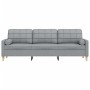 Sofá de 3 plazas con cojines tela gris claro 210 cm by , Sofas - Ref: Foro24-3278201, Price: 298,89 €, Discount: %