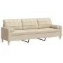 Sofá de 3 plazas con cojines tela color crema 210 cm by , Sofas - Ref: Foro24-3278203, Price: 328,68 €, Discount: %