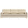 Sofá de 3 plazas con cojines tela color crema 210 cm by , Sofas - Ref: Foro24-3278203, Price: 334,60 €, Discount: %