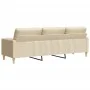 Sofá de 3 plazas con cojines tela color crema 210 cm by , Sofas - Ref: Foro24-3278203, Price: 328,68 €, Discount: %