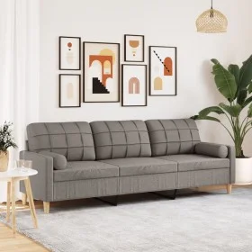 Sofá de 3 plazas con cojines tela gris taupe 210 cm by , Sofas - Ref: Foro24-3278208, Price: 344,80 €, Discount: %