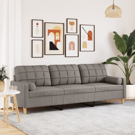 Dreisitzer-Sofa mit Kissen aus grauem Taupe-Stoff, 210 cm. von , Sofas - Ref: Foro24-3278208, Preis: 352,73 €, Rabatt: %