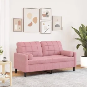 Sofá de 2 plazas con cojines terciopelo rosa 140 cm by , Sofas - Ref: Foro24-3278222, Price: 262,56 €, Discount: %