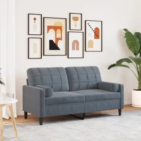 Sofá de 2 plazas con cojines terciopelo gris oscuro 140 cm by , Sofas - Ref: Foro24-3278220, Price: 220,79 €, Discount: %