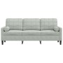 Sofá de 3 plazas con cojines terciopelo gris claro 180 cm von , Sofas - Ref: Foro24-3278229, Preis: 273,86 €, Rabatt: %