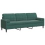 Sofá de 3 plazas con cojines terciopelo verde oscuro 210 cm by , Sofas - Ref: Foro24-3278241, Price: 358,27 €, Discount: %