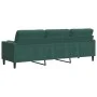 Sofá de 3 plazas con cojines terciopelo verde oscuro 210 cm by , Sofas - Ref: Foro24-3278241, Price: 351,59 €, Discount: %