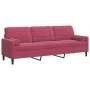 Sofá de 3 plazas con cojines terciopelo rojo tinto 210 cm by , Sofas - Ref: Foro24-3278243, Price: 322,59 €, Discount: %