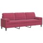 Sofá de 3 plazas con cojines terciopelo rojo tinto 210 cm by , Sofas - Ref: Foro24-3278243, Price: 328,30 €, Discount: %