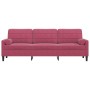 Sofá de 3 plazas con cojines terciopelo rojo tinto 210 cm by , Sofas - Ref: Foro24-3278243, Price: 328,30 €, Discount: %