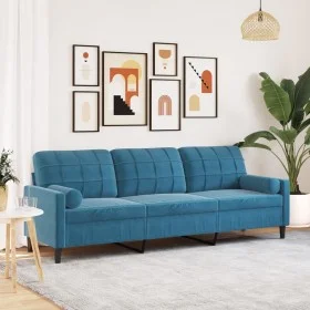 Sofá de 3 plazas con cojines terciopelo azul 210 cm von , Sofas - Ref: Foro24-3278248, Preis: 347,44 €, Rabatt: %