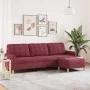 Sofá de 3 plazas con taburete de tela rojo tinto 210 cm by , Sofas - Ref: Foro24-3278255, Price: 384,51 €, Discount: %