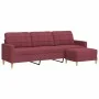 Sofá de 3 plazas con taburete de tela rojo tinto 210 cm by , Sofas - Ref: Foro24-3278255, Price: 384,51 €, Discount: %
