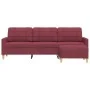 Sofá de 3 plazas con taburete de tela rojo tinto 210 cm by , Sofas - Ref: Foro24-3278255, Price: 384,51 €, Discount: %