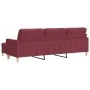 Sofá de 3 plazas con taburete de tela rojo tinto 210 cm by , Sofas - Ref: Foro24-3278255, Price: 384,51 €, Discount: %