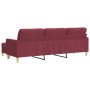 Sofá de 3 plazas con taburete de tela rojo tinto 210 cm by , Sofas - Ref: Foro24-3278255, Price: 391,29 €, Discount: %