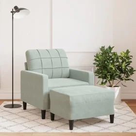 Sessel mit Hocker aus hellem grauem Samt, 60 cm. von , Sofas - Ref: Foro24-3278257, Preis: 182,50 €, Rabatt: %
