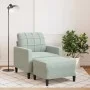 Sessel mit Hocker aus hellem grauem Samt, 60 cm. von , Sofas - Ref: Foro24-3278257, Preis: 182,50 €, Rabatt: %