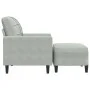 Sessel mit Hocker aus hellem grauem Samt, 60 cm. von , Sofas - Ref: Foro24-3278257, Preis: 182,50 €, Rabatt: %