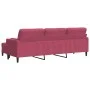 Sofá de 3 plazas con taburete de terciopelo rojo tinto 210 cm by , Sofas - Ref: Foro24-3278281, Price: 362,35 €, Discount: %