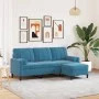 Sofá de 3 plazas con taburete de terciopelo azul 180 cm by , Sofas - Ref: Foro24-3278276, Price: 346,11 €, Discount: %