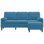 Sofá de 3 plazas con taburete de terciopelo azul 180 cm by , Sofas - Ref: Foro24-3278276, Price: 346,11 €, Discount: %