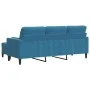 Sofá de 3 plazas con taburete de terciopelo azul 180 cm by , Sofas - Ref: Foro24-3278276, Price: 346,11 €, Discount: %