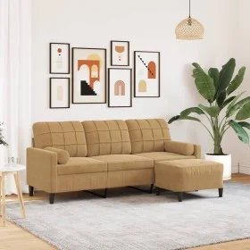 Dreisitzer-Sofa mit braunem Samt-Hocker, 180 cm. von , Sofas - Ref: Foro24-3278274, Preis: 346,25 €, Rabatt: %