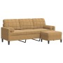 Sofá de 3 plazas con taburete de terciopelo marrón 180 cm by , Sofas - Ref: Foro24-3278274, Price: 352,88 €, Discount: %