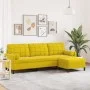 Sofá de 3 plazas con taburete terciopelo amarillo 210 cm by , Sofas - Ref: Foro24-3278283, Price: 331,10 €, Discount: %