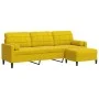 Sofá de 3 plazas con taburete terciopelo amarillo 210 cm by , Sofas - Ref: Foro24-3278283, Price: 331,10 €, Discount: %