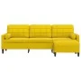 Sofá de 3 plazas con taburete terciopelo amarillo 210 cm by , Sofas - Ref: Foro24-3278283, Price: 331,10 €, Discount: %