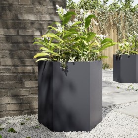 Jardinera hexagonal acero gris antracita 46x40x45 cm by , Pots and planters - Ref: Foro24-851112, Price: 50,06 €, Discount: %
