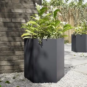 Jardinera hexagonal acero gris antracita 46x40x45 cm by , Pots and planters - Ref: Foro24-851112, Price: 49,09 €, Discount: %