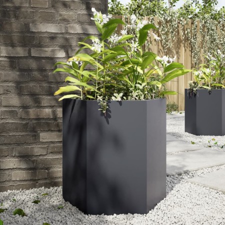 Jardinera hexagonal acero gris antracita 46x40x45 cm by , Pots and planters - Ref: Foro24-851112, Price: 50,06 €, Discount: %