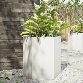 Jardinera hexagonal acero blanco 46x40x45 cm by , Pots and planters - Ref: Foro24-851110, Price: 49,09 €, Discount: %