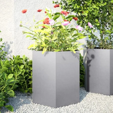 Jardineras hexagonales 2 uds acero inoxidable 46x40x45 cm by , Pots and planters - Ref: Foro24-851119, Price: 66,28 €, Discou...
