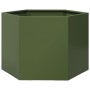 Jardinera hexagonal de acero verde oliva 69x60x45 cm by , Pots and planters - Ref: Foro24-851125, Price: 58,19 €, Discount: %