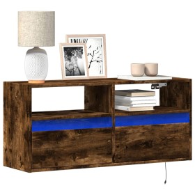 Mueble de TV de pared con luces LED roble ahumado 100x31x45 cm de , Muebles TV - Ref: Foro24-852338, Precio: 74,56 €, Descuen...