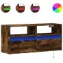 Mueble de TV de pared con luces LED roble ahumado 100x31x45 cm de , Muebles TV - Ref: Foro24-852338, Precio: 73,53 €, Descuen...