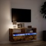 Mueble de TV de pared con luces LED roble ahumado 100x31x45 cm de , Muebles TV - Ref: Foro24-852338, Precio: 76,79 €, Descuen...