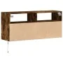 Mueble de TV de pared con luces LED roble ahumado 100x31x45 cm de , Muebles TV - Ref: Foro24-852338, Precio: 73,53 €, Descuen...