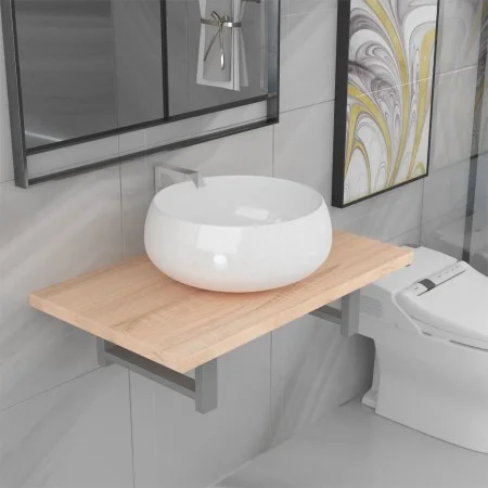 Set of 2-piece bathroom furniture, ceramic oak by , Bathroom furniture - Ref: Foro24-279330, Price: 102,11 €, Discount: %