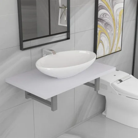 Zweiteiliges Badezimmermöbelset aus weißer Keramik. von , Badezimmermöbel - Ref: Foro24-279339, Preis: 89,49 €, Rabatt: %