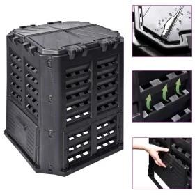 Black garden composter 68.9x68.9x83.9 cm 360 L by , Composters - Ref: Foro24-146275, Price: 72,66 €, Discount: %