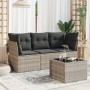 Garden sofa set 4 pieces with gray synthetic rattan cushions by , Garden sets - Ref: Foro24-3249061, Price: 266,32 €, Discoun...