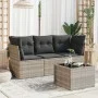 Garden sofa set 4 pieces with gray synthetic rattan cushions by , Garden sets - Ref: Foro24-3249061, Price: 284,85 €, Discoun...