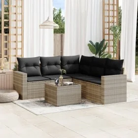 Garden sofa set 6 pieces and gray synthetic rattan cushions by , Modular outdoor sofas - Ref: Foro24-3251299, Price: 422,50 €...