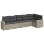 Gartensofagarnitur 6-teilig mit grauen Polstern aus synthetischem Rattan von , Modulare Sofas für den Außenbereich - Ref: For...